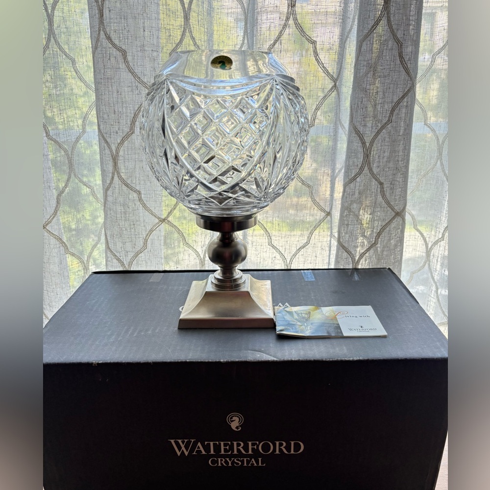 🏡Waterford Cut Crystal Hurricane Candle Holder in Original Box